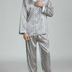 Men's Print Sleepwear Silk Satin Pajamas Set