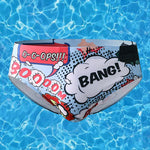 Mens Printing Drawstring Sexy Bikini Swim Briefs