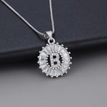 White Gold Initial Letter Zirconia Necklace