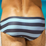 Mens Surfing Striped Swimming Briefs