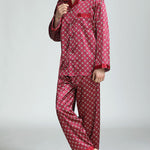 Men's Print Sleepwear Silk Satin Pajamas Set