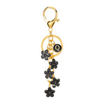 Daisy Flower Initial Letter - Bag Charm (Black)