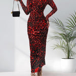 ALIANNA™ - Elegant Leopard Print Ruched Bodycon Dress for Parties