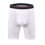 2 Pack Men's Long High Waist Cotton Sports Anti-friction Leg Boxer Briefs