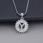 White Gold Initial Letter Zirconia Necklace