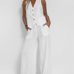 Cristina | Buttoned Vest and Wide-Leg Pants Set