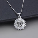 White Gold Initial Letter Zirconia Necklace