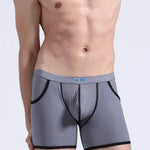 3 Pack Men's Long Leg Boxer Briefs Made of Ultra-Thin Ice Silk with Anti-Wear Elastic