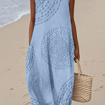Ladies Casual Printed Round Neck Sleeveless Dress