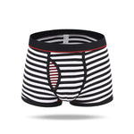 Men's Striped Cotton Sports Boxer Briefs
