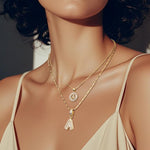 AISHA™ - Elegant 2-Pack Initial Letter Pendant Necklaces
