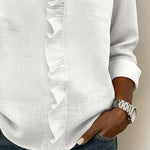 Janel | Blouse with Ruffles, V-Neck and Long Sleeves