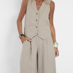 Cristina | Buttoned Vest and Wide-Leg Pants Set
