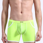 3 Pack Men's Long Leg Boxer Briefs Made of Ultra-Thin Ice Silk with Anti-Wear Elastic