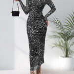 ALIANNA™ - Elegant Leopard Print Ruched Bodycon Dress for Parties