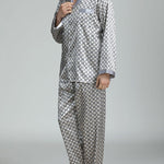 Men's Print Sleepwear Silk Satin Pajamas Set