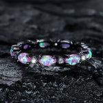 Black Pink Opal Eternity Ring