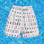 Men's Holiday Printing Elastic Waist Loose Beach Shorts