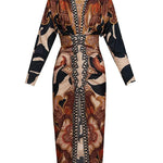 Elaina | Sun Escape Unique Print Dolman Midi Dress