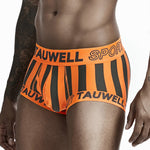 Mens Striped Support Pouch Boxer Briefs With Fly