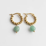 Louane Graceful Drop Stone Twisted Earrings