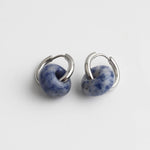 Stone Donut Hoop Earrings