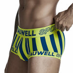 Mens Striped Support Pouch Boxer Briefs With Fly