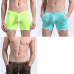 3 Pack Men's Long Leg Boxer Briefs Made of Ultra-Thin Ice Silk with Anti-Wear Elastic