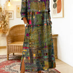 Manuela | Printed Dress with Ethnic Patchwork