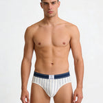 4 Pack Men's Striped Design Soft-Touch Cotton Fabric Breathable Briefs