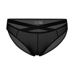 2 Pack Men's Sheer Ultra-Thin Silky Bikini with Cross Waistband