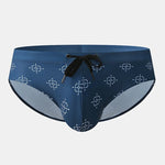 Men Geometry Drawstring Bikini Swim Briefs