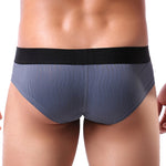 3 Pack Men's Striped U-Pouch Breathable Casual Briefs