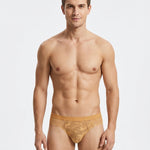 4 Pack Men's Ice Silk Cooling Lace Jacquard Seamless Ultra Thin Briefs