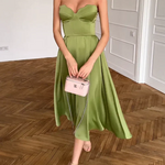 Aliya | Strapless Elegant Midi Dress