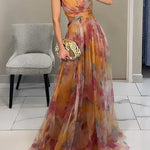 Maeve | Elegant Halter Print Dress