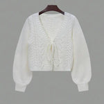 ALICIA™ - Casual Drop Shoulder Long Sleeve Cardigan Tie Front V-Neck Knitwear