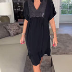 VALORA™ - Chic Sequin Accent Dress