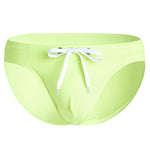 Mens U Convex Pouch Drawstring Solid Swimming Briefs