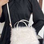 LIZZIE™ - Fashionable Imitation Fur Small Handbag with Grip Handle & Shoulder Strap