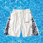 Mens Pattern Patchwork Elastic Active Athletic Shorts