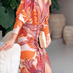 Elaina | Sun Escape Unique Print Dolman Midi Dress