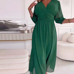Emmaline | V-Neck Solid Color Waist Dress