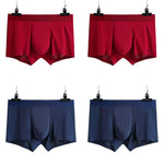 4 Pcs Seamless Ice Silk Solid Men's Boxer Briefs Set