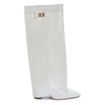SARAH™ - 4-Inch Heel Suede Long Heeled Fold-Over Buckle Boots for Women Stylish Walking Shoes