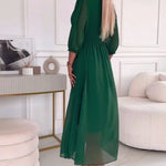 Emmaline | V-Neck Solid Color Waist Dress