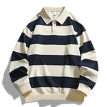 ZOE™ - Classic Fashion Striped Collar Long Sleeve Sweatshirt