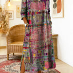 Manuela | Printed Dress with Ethnic Patchwork