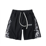 Mens Pattern Patchwork Elastic Active Athletic Shorts