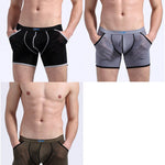 3 Pack Men's Long Leg Boxer Briefs Made of Ultra-Thin Ice Silk with Anti-Wear Elastic